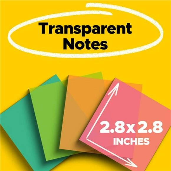Transparent Sticky Notes 3x3 Colorful Writable Pads for School Office Study - Picture 2 of 8